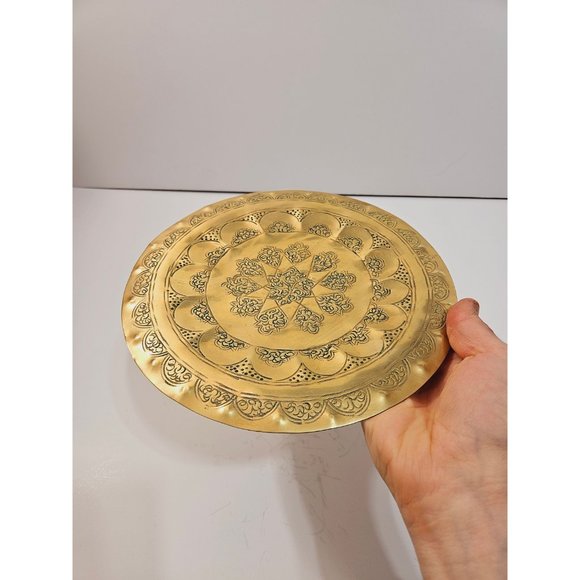 Vintage,Brass Tray,Indian Tray,Indian brass Tray,Serving Tray,Round - Picture 3 of 10